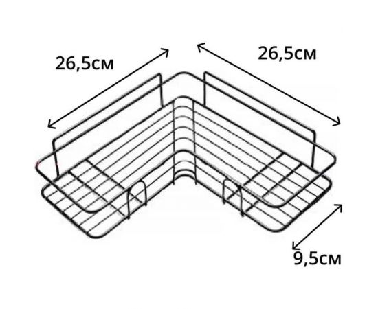 Подвесная полка + крючки 2 шт. Union угловая с крючками 26,5x26,5x9,5см 21US02-429B – изображение 2