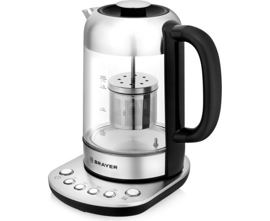 Электрический стеклянный чайник BRAYER 1.7 л, с выбором температуры, ситечко BR1028 – изображение 3