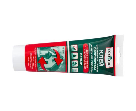 Универсальный полимерный клей Ecolux жидкие гвозди, белый, 200 мл 4607133683702 – изображение 3