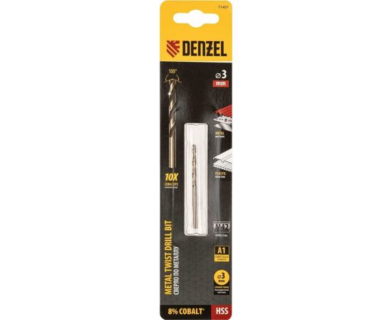 Сверло по металлу 3 мм, HSS Co-8% Denzel 71407 – изображение 4