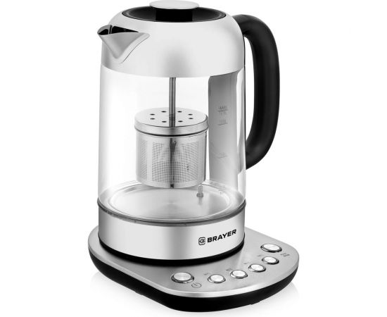 Электрический стеклянный чайник BRAYER 1.7 л, с выбором температуры, ситечко BR1028 – изображение 4