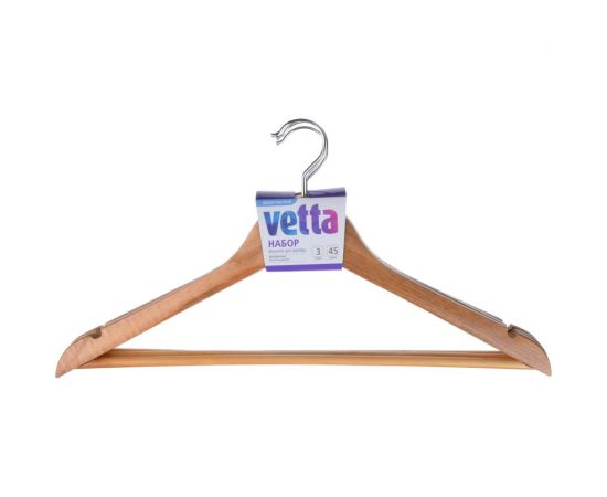 Набор деревянных вешалок VETTA 3 шт, 45 см, светлое дерево 455-063 – изображение 4