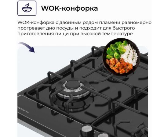 Металлическая газовая варочная панель Delvento grata 60 см V60V41B001 – изображение 5