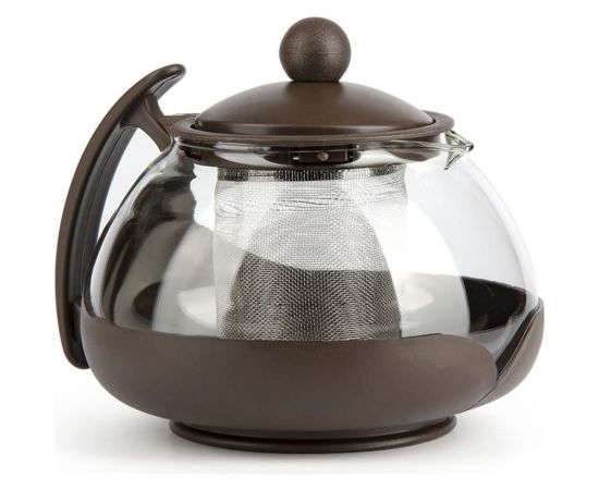 Стеклянный заварочный чайник BAROUGE BF-500/60 с металлическим ситом, коричневый, 750 мл, BF-500 750 мл/коричневый/чайник 