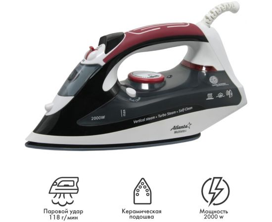 Утюг с пароувлажнением Atlanta ATH-5493 black – изображение 2