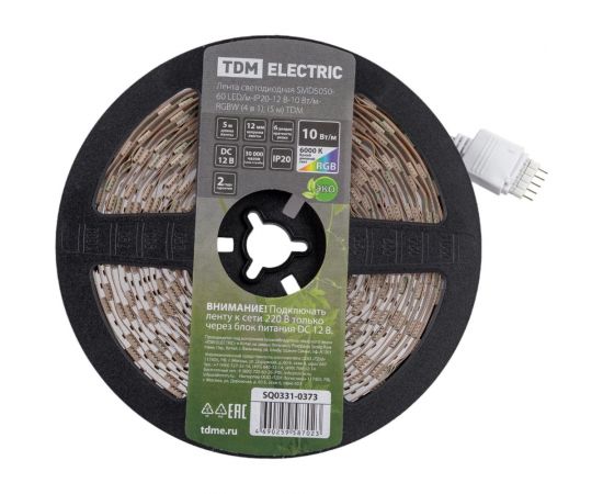 Светодиодная лента TDM SMD5050-60 LED/м-IP20-12 В-10 Вт/м-RGBW (4 в 1), (5 м) SQ0331-0373 – изображение 2
