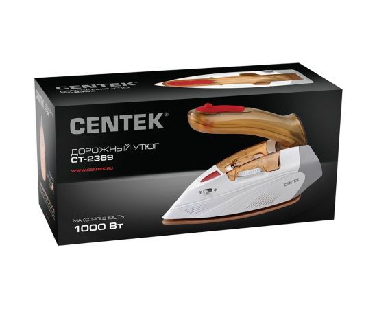 Утюг Centek 1000 Вт, 80 мл, керамическая подошва, LED, пар удар, самоочистка, складная ручка CT-2369 – изображение 7