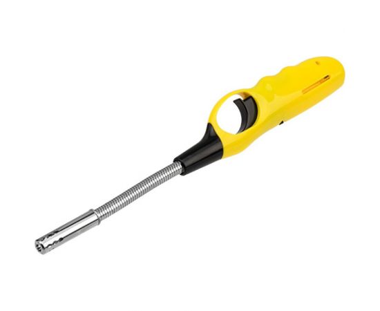 Бытовая газовая пьезозажигалка СОКОЛ СК-302W желтая, с гибким стержнем 61-0964 