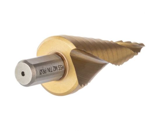 Сверло ступенчатое по стали (4-20 мм, 9 ступеней, HSS-G M2 TIN, хвостовик 8 мм) Профоснастка № 3313 30106013 – изображение 2