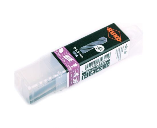 Сверло по металлу твердосплавное 6.0x93/57 мм, K20, TiALN, DIN 338 RUKO 814060 – изображение 2