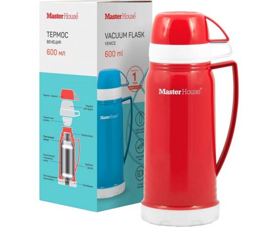 Термос Master House ТС-ВЕНЕЦИЯ 0.6, красный 60569 – изображение 3