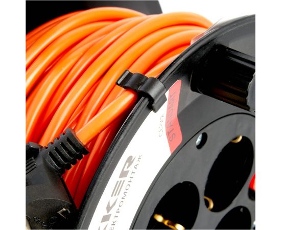 Удлинитель на катушке STEKKER STD01-40-30 Standart 4 гнезда с заземлением ПВСбм 3х1, оранжевый, 16А, IP40, 30м 49390 – изображение 5