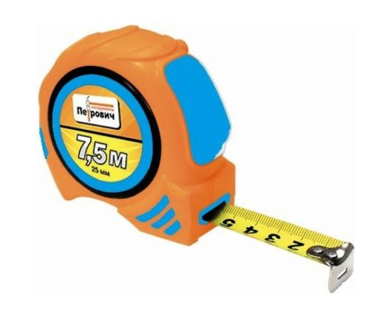 Рулетка Петрович П069-0725 в обрезиненном корпусе, AUTOLOCK, 7.5 м, 25 мм 4100003148 