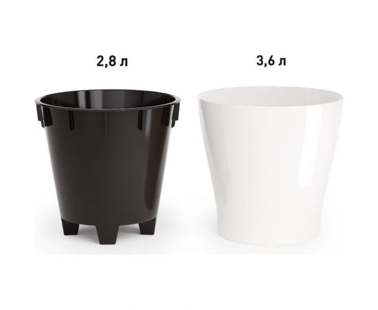 Цветочный горшок ЗПИ Альтернатива Лея 3.6 л, двойной, белый М7929 – изображение 2