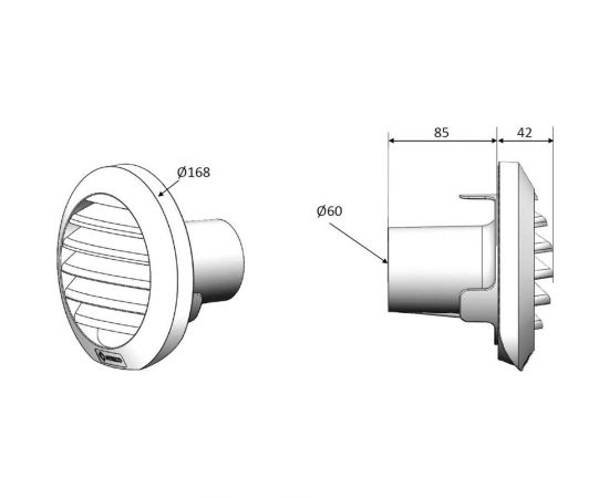 Стеновой козырек AERECO A-EНT? с сеткой от насекомых, цвет белый АЕА1958 – изображение 3