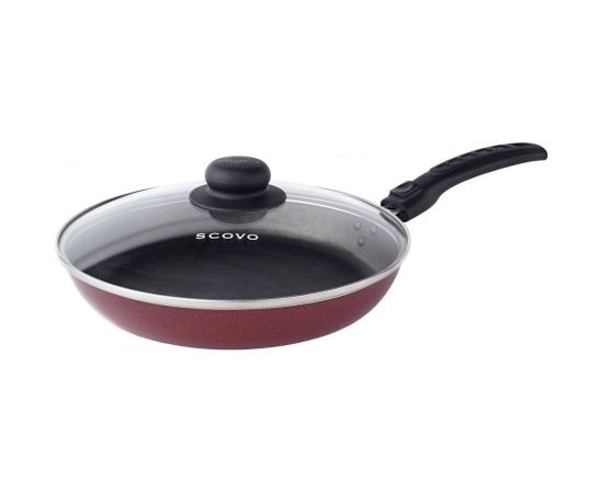 Сковорода SCOVO диаметр 22 см стеклянная крышка AL-008 