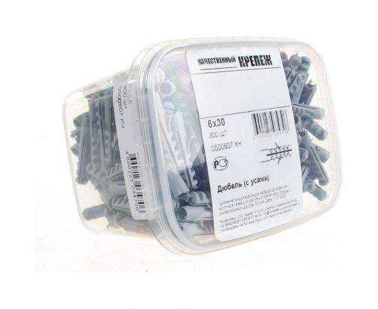Дюбель п/проп с усами Качественный КРЕПЕЖ 6х30 300 шт 0500607 КЧ – изображение 2
