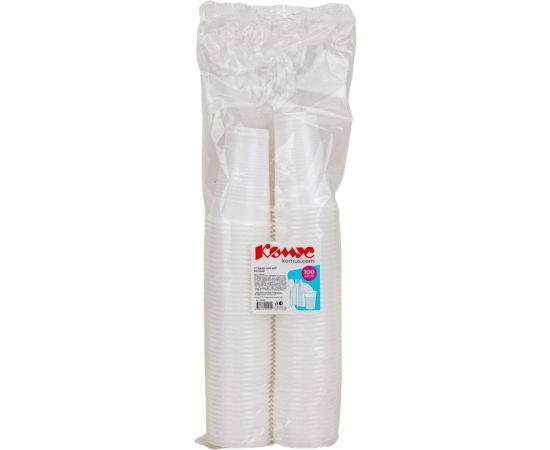 Одноразовый пластиковый стакан ООО Комус Эконом 200 мл, белый, 100 штук 145594 – изображение 2