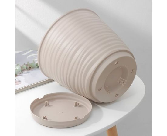 Горшок для цветов Idiland saffron 9.1 л, с поддоном, бежевый 692216104БЖ 221610427/01 – изображение 2