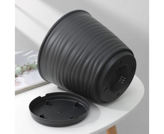 Горшок для цветов Idiland saffron 5.4 л, с поддоном, черный 692216103ЧЕР 221610330/02 – изображение 2