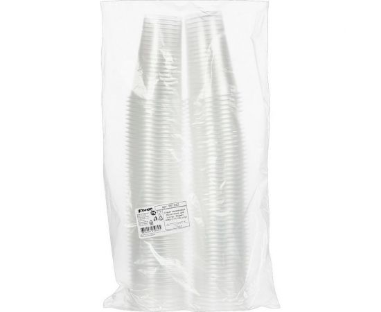 Одноразовый пластиковый стакан ООО Комус Бюджет 200 мл, прозрачный, 100 штук 661982 – изображение 3