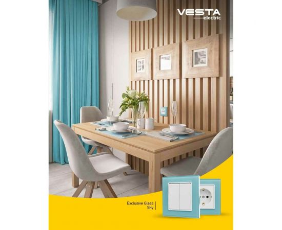 Двухклавишный выключатель Vesta Electric Exclusive Blue FVK050101SIN – изображение 3