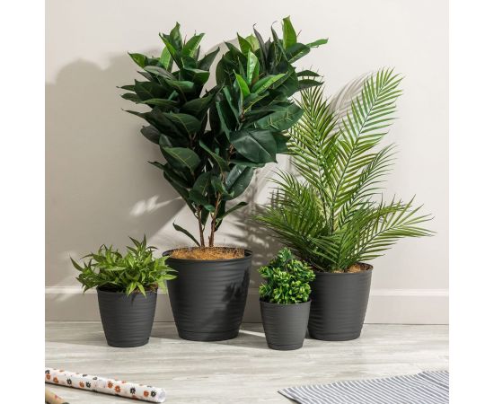 Горшок для цветов Idiland saffron 5.4 л, с поддоном, черный 692216103ЧЕР 221610330/02 – изображение 4