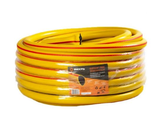 Армированный усиленный поливочный шланг Вихрь ПВХ, пищевой, трехслойный, 3/4"", 25 м, жёлтый 73/7/2/4 – изображение 4
