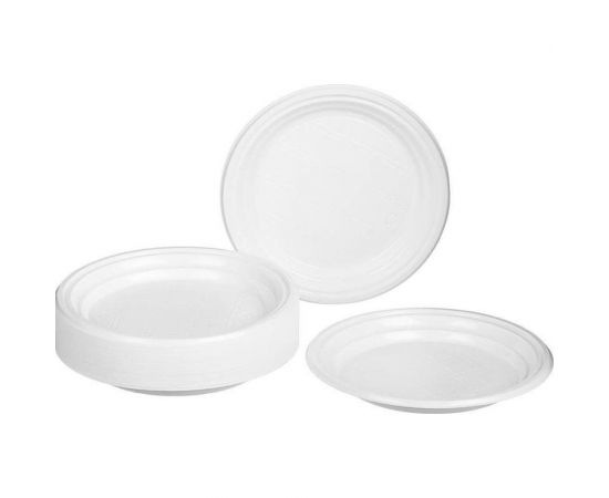 Одноразовая пластиковая тарелка ООО Комус Стандарт 165 мм, белая, 100 шт 1468947 – изображение 2