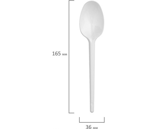 Пластиковые одноразовые столовые ложки ЛАЙМА Эталон, комплект 100 шт, 165 мм 603079 – изображение 3