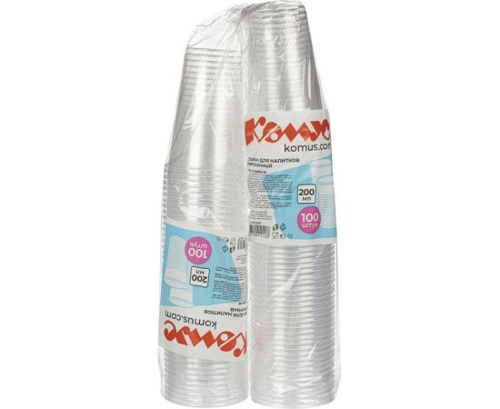 Одноразовый пластиковый стакан ООО Комус Стандарт 200 мл, прозрачный, 100 штук 272261 – изображение 3