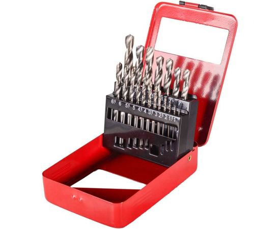 Набор сверл по металлу (19 шт; 1-10 мм; HSS) Вихрь 73/10/6/18, металл. коробка, цилиндрический хвостовик – изображение 3