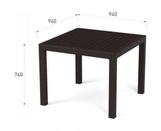 Садовый стол WORKY ротанг, 94x94x74 см, мокко ARD257736 – изображение 4