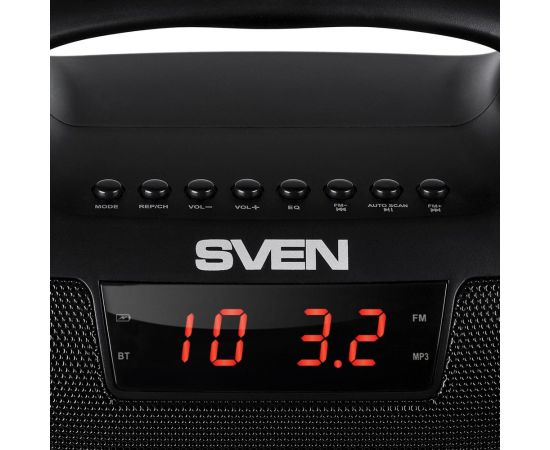 Портативная колонка SVEN АС PS-460 черная, 18 Вт, Bluetooth, FM, USB, microSD, LED-дисплей, 1800 мА*ч SV-015237 – изображение 4