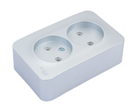 2-ая наружная розетка Schneider Electric Blanca алюминий, без заземления, без шторок, 16А, 250В SE BLNRA000213 