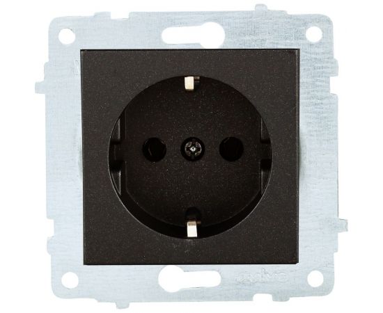 Механизм розетки OVIVO с заземлением, черный металлик, 600-000317-217 