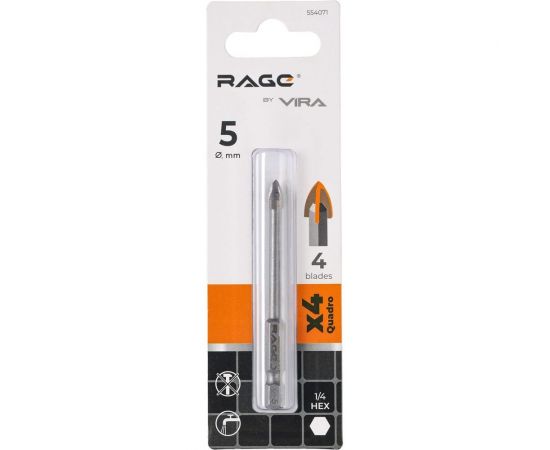 Сверло по стеклу и керамике QUADRO-X HEX 5 мм rage by VIRA 554071 