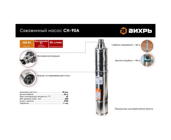 Скважинный насос Вихрь СН-90А 68/3/11 – изображение 2