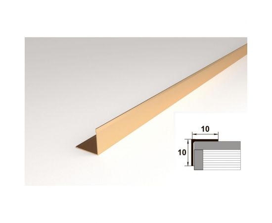 Угловой профиль ЛУКА алюминиевый, анодированный, 10х10х1 мм, 2,7 м, 5 шт./уп. золото УТ000030998 – изображение 2