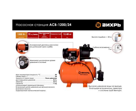 Насосная станция Вихрь АСВ -1200/24 68/1/2 – изображение 2