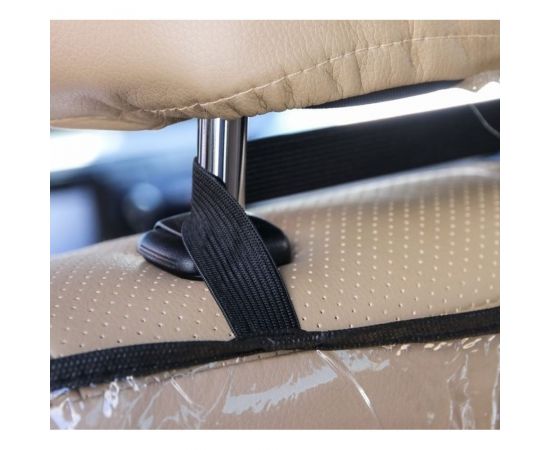 Защитная накидка на спинку сидения автомобиля СИМАЛЕНД 60x40 см, ПВХ, 2 кармана 4940725 – изображение 2