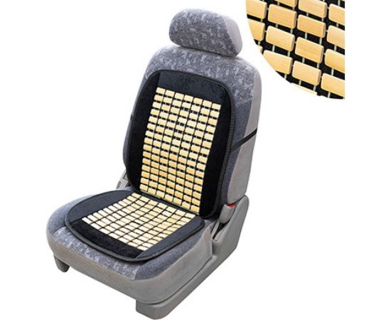 Массажная накидка на сиденье SKYWAY Massage-01 бамбук/полиэстер, черно-бежевый S01302035 – изображение 2