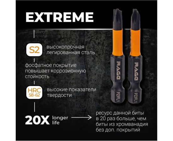 Биты магнитные S2 PZ/FL1, 50 мм, 2 шт rage by VIRA 554138 – изображение 5