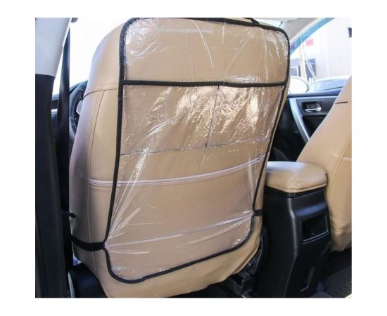 Защитная накидка на спинку сидения автомобиля СИМАЛЕНД 60x40 см, ПВХ, 2 кармана 4940725 – изображение 6