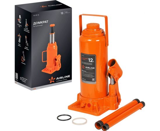 Бутылочный домкрат Airline 12 т, в сумке, MIN - 260 мм, MAX - 495 мм AJ-B-12 