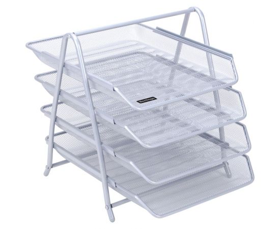 Горизонтальный лоток для бумаг BERLINGO Steel&Style 4 секции, металл, серебристый BMs_41041 