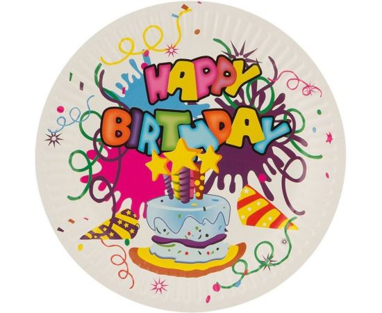 Набор бумажных тарелок Волшебная страна Happy Birthday 18 см, 6 шт 007148 