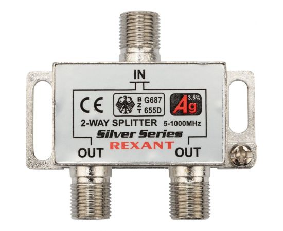 Антенный делитель REXANT f-типа на 2 tv + f-разъемы, 5-1000 мгц 06-0045-B 