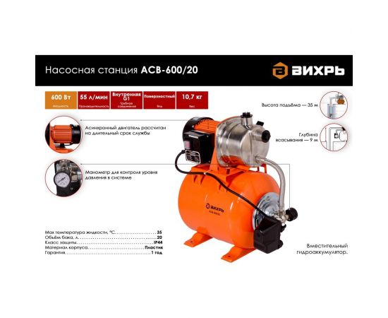 Автономная станция водоснабжения Вихрь АСВ-600/20 68/1/12 – изображение 2