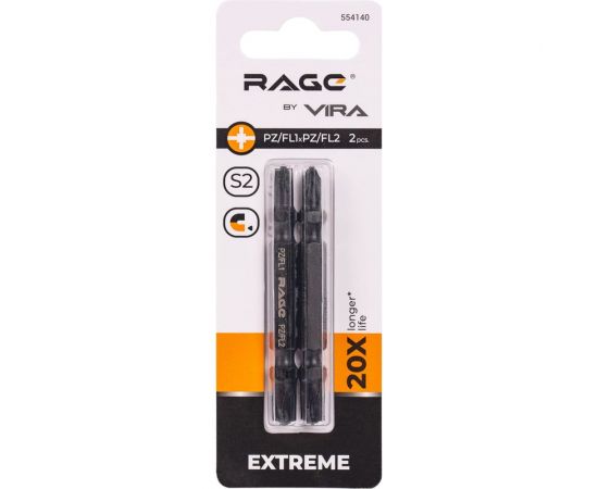 Биты магнитные двухсторонние S2 PZ/FL1 x PZ/FL2, 65 мм, 2 шт rage by VIRA 554140 – изображение 7